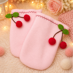 Meia com cerejinha - Rosa bebê