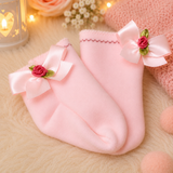 Meia com laço - Rosa bebê