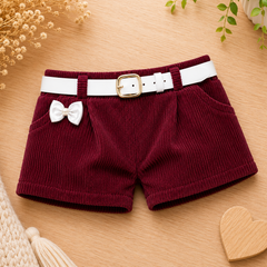 Shorts c/ cinto branco - Bordô