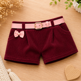 Shorts c/ cinto rosa - Bordô