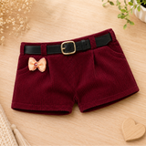 Shorts c/ cinto preto - Bordô