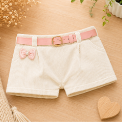Shorts c/ cinto rosa - Marfim