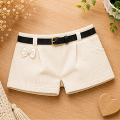 Shorts c/ cinto preto - Marfim