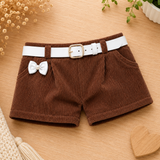 Shorts c/ cinto branco - Marrom