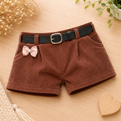Shorts c/ cinto preto - Marrom