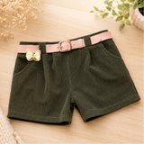 Shorts c/ cinto rosa - Verde musgo
