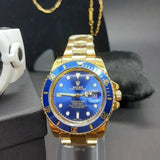 Rolex Submariner Dourado (Fundo Azul) - Sunshine View Store
