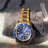 Rolex Submariner Dourado (Fundo Azul) - Sunshine View Store